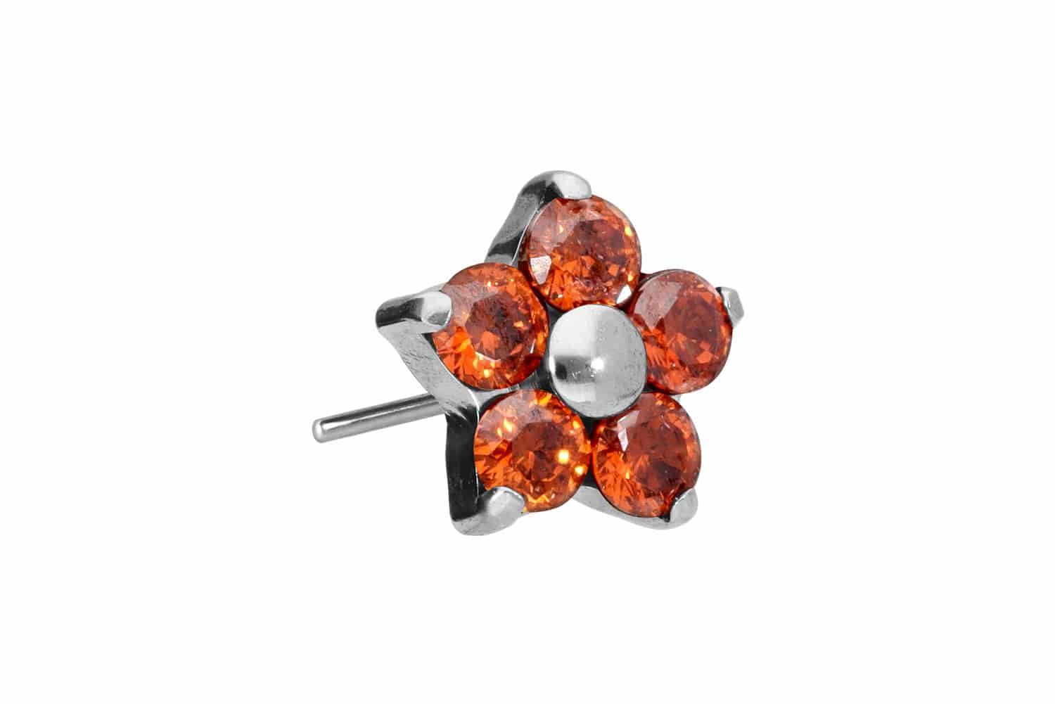 Titan Aufsatz mit Push Pin KRISTALLBLUME von Piercingline